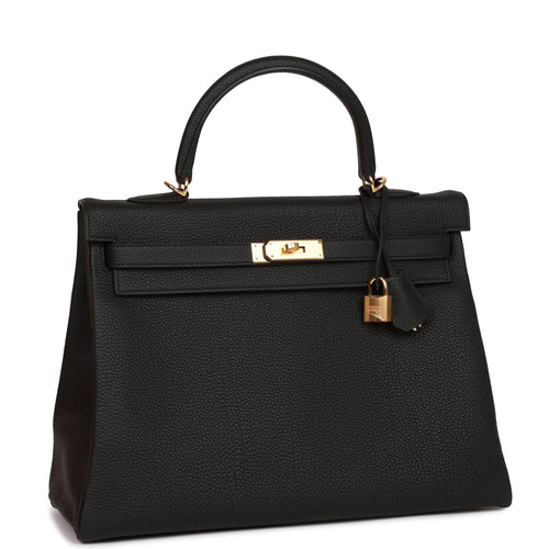 Hermes Kelly Retourne 35 Black Togo Gold Hardware