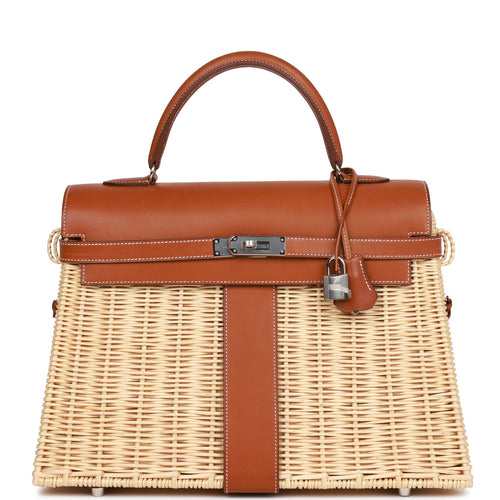 Hermes Picnic Kelly 35 Fauve Barenia Palladium Hardware