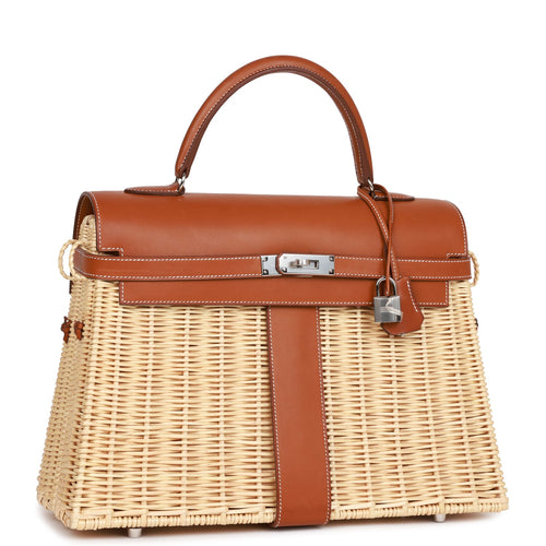 Hermes Picnic Kelly 35 Fauve Barenia Palladium Hardware