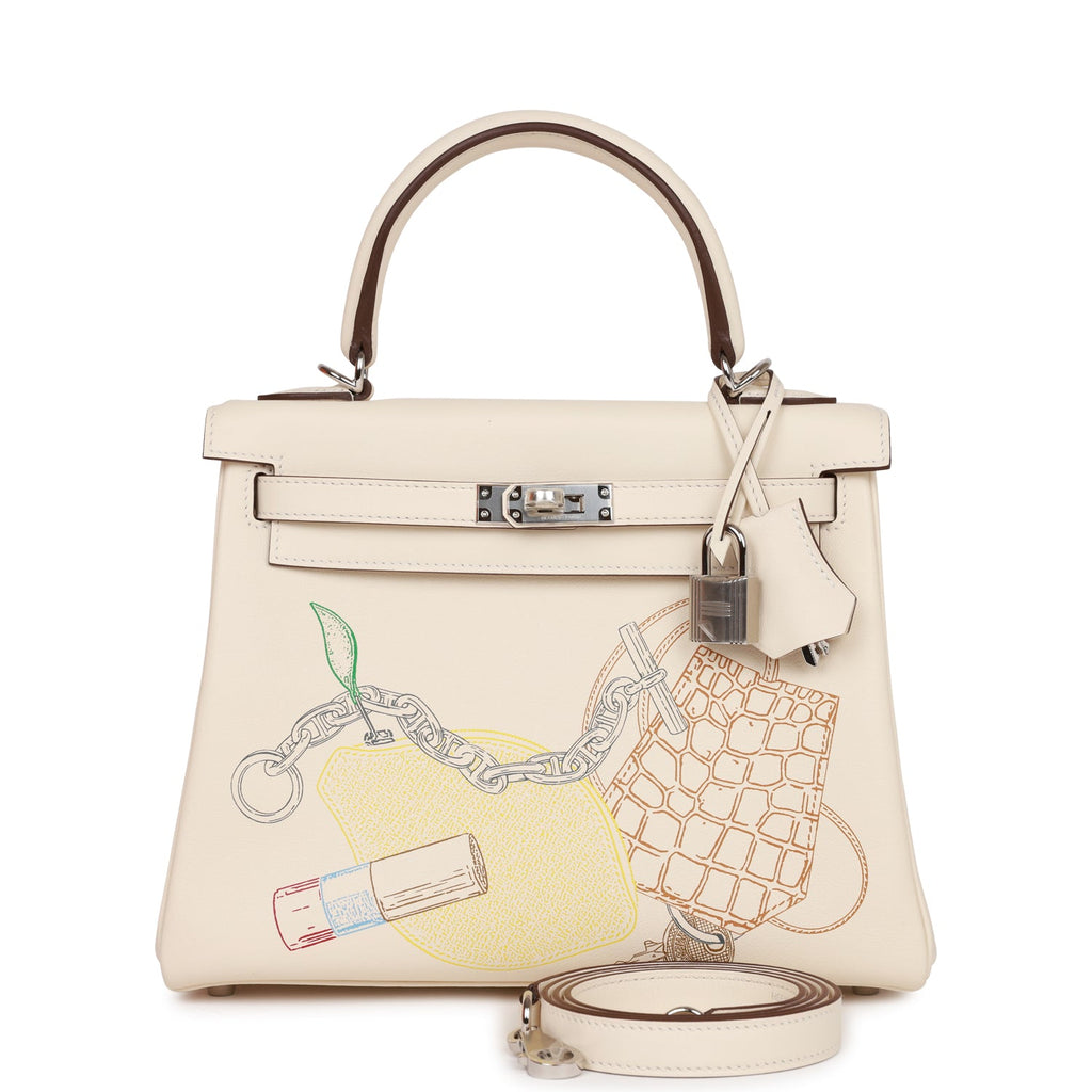 Hermes In and Out Kelly Handbag Limited Edition Swift with Palladium  Hardware 25 Neutral 220202362