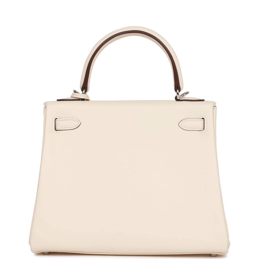 Hermes Kelly In and Out bag 25 Retourne Nata Swift leather Silver