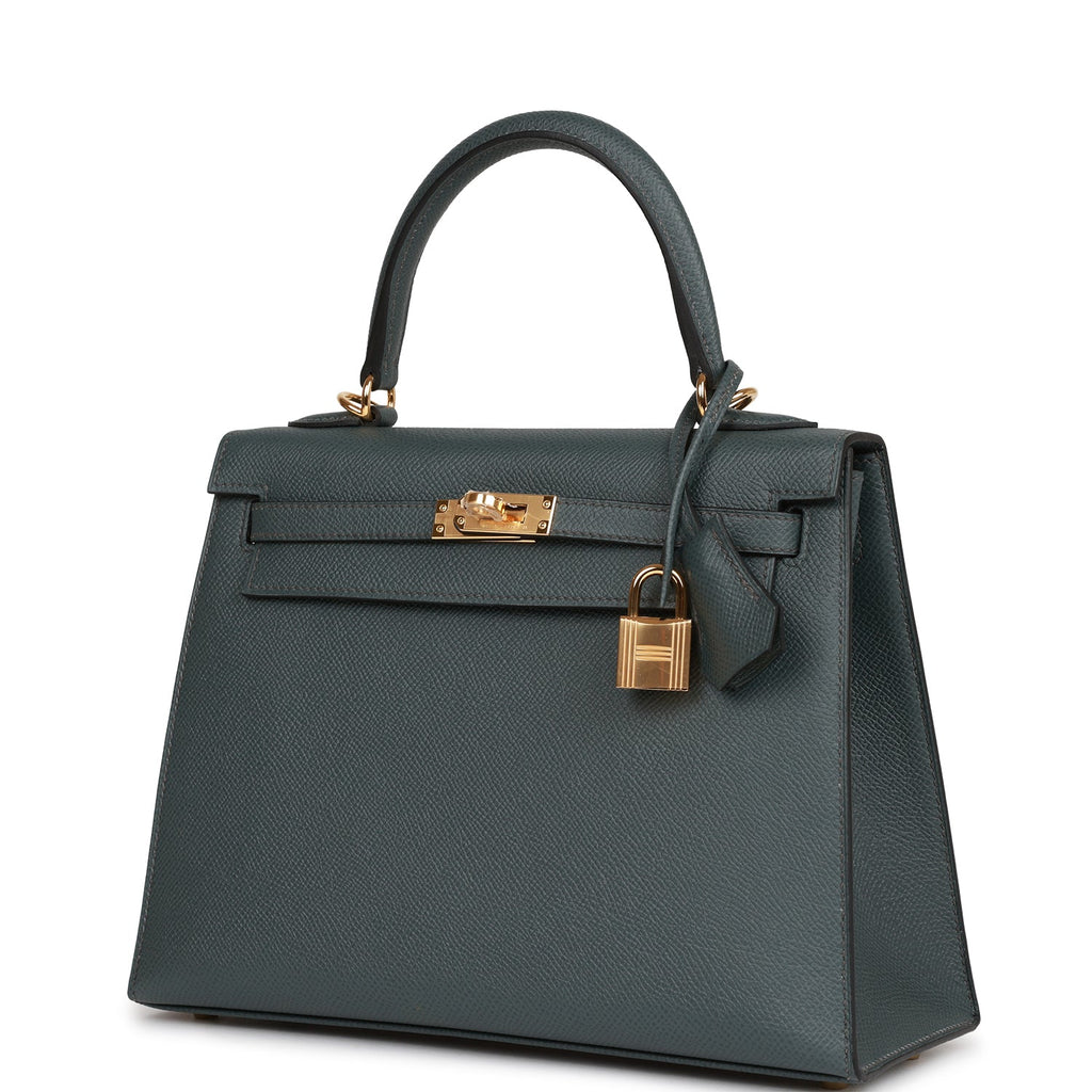 Hermes Kelly Sellier 25 Bag Vert Amande Gold Hardware Epsom