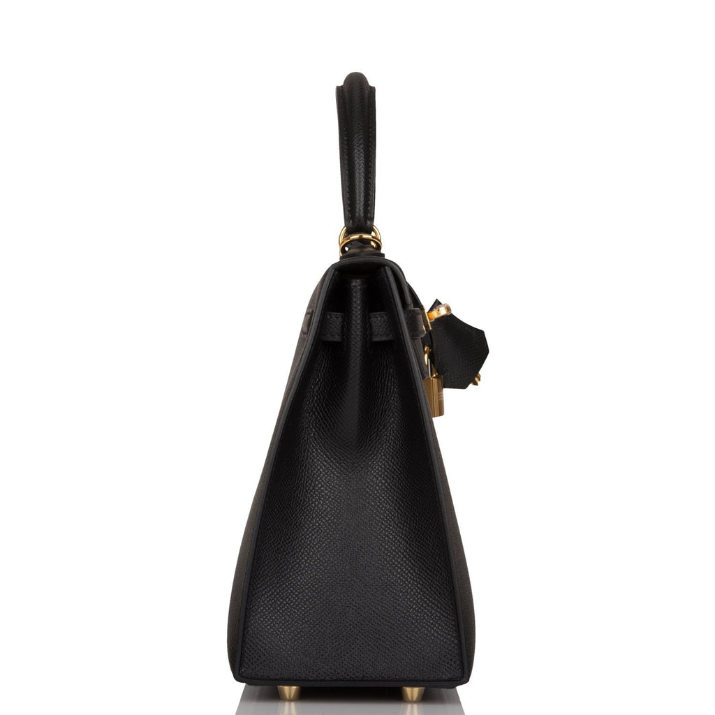Hermès Kelly 25 Noir (Black) Sellier Epsom Gold Hardware GHW