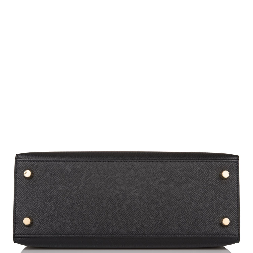 Hermès Kelly 25 In Black Ostrich Leather With Gold Hardware