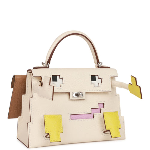 Hermes "Quelle Idolle" Picto Kelly Doll Nata Epsom Palladium Hardware