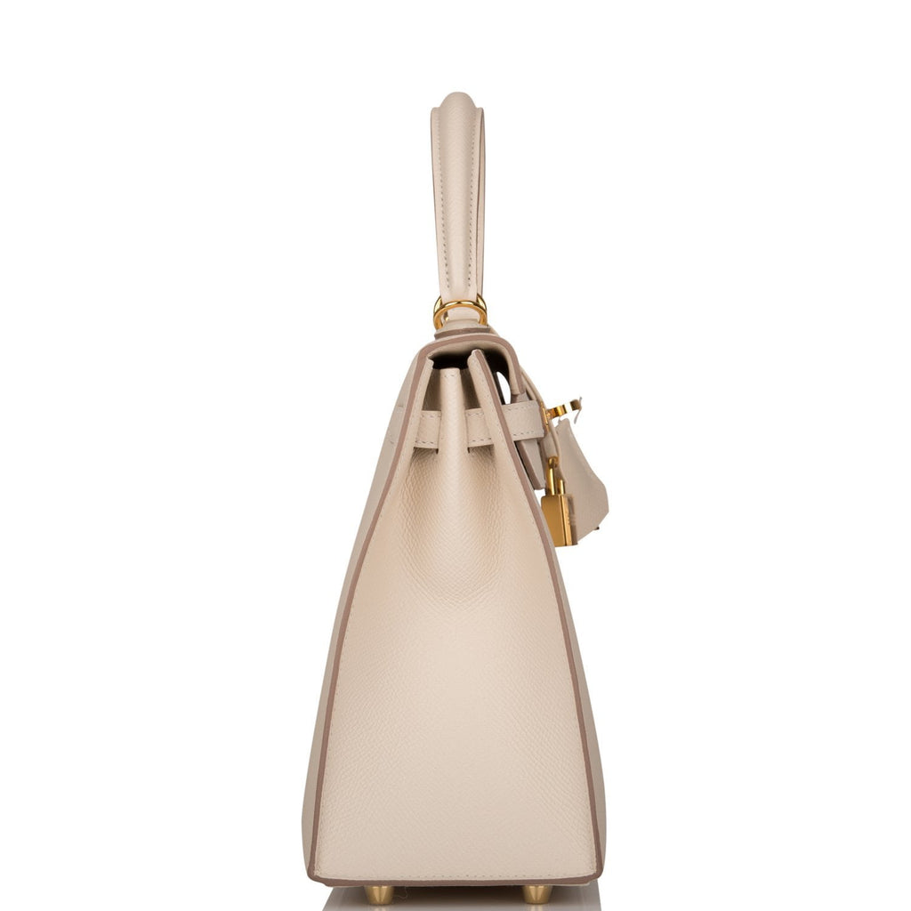 Hermes Craie Off White Sellier Epsom Gold Hardware Kelly 25 Handbag Bag –  MAISON de LUXE