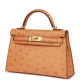 Hermes Kelly Sellier 20 Gold Ostrich Gold Hardware