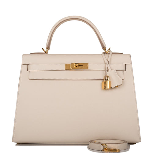 Hermes Kelly Sellier 32 Craie Epsom Gold Hardware