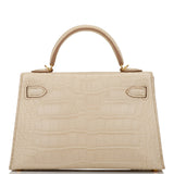 Hermes Kelly Sellier 20cm Beton Matte Alligator Gold Hardware