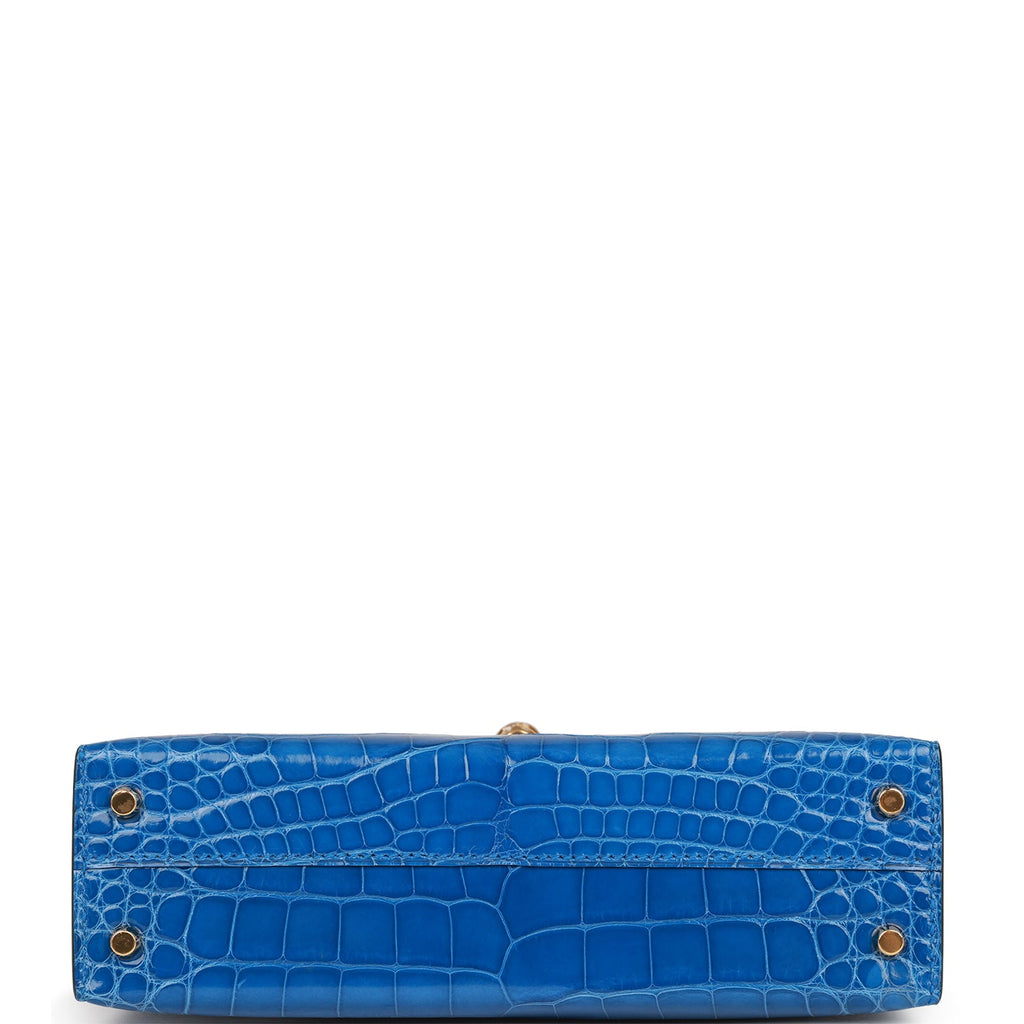 Hermès Kelly 25 Bleu Indigo Crocodile Niloticus With Gold Hardware - AG  Concierge Fzco