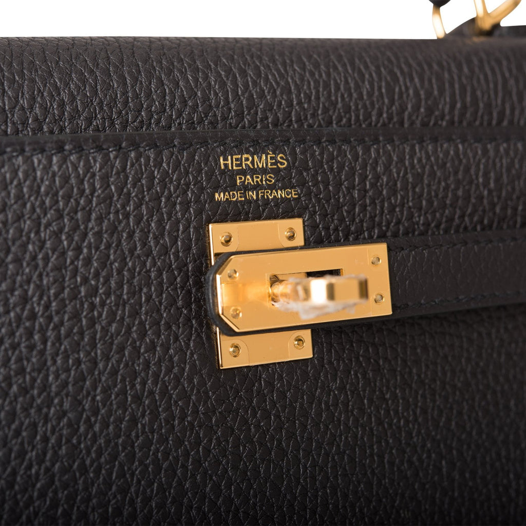 Hermès Kelly 25 Noir (Black) Togo Gold Hardware GHW — The French