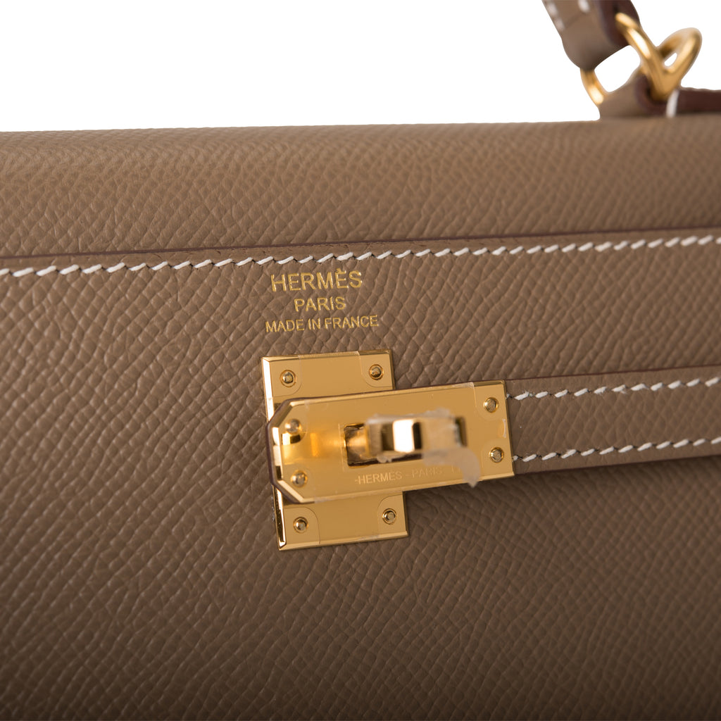 Hermes Kelly Sellier 25 Etoupe Epsom Gold Hardware