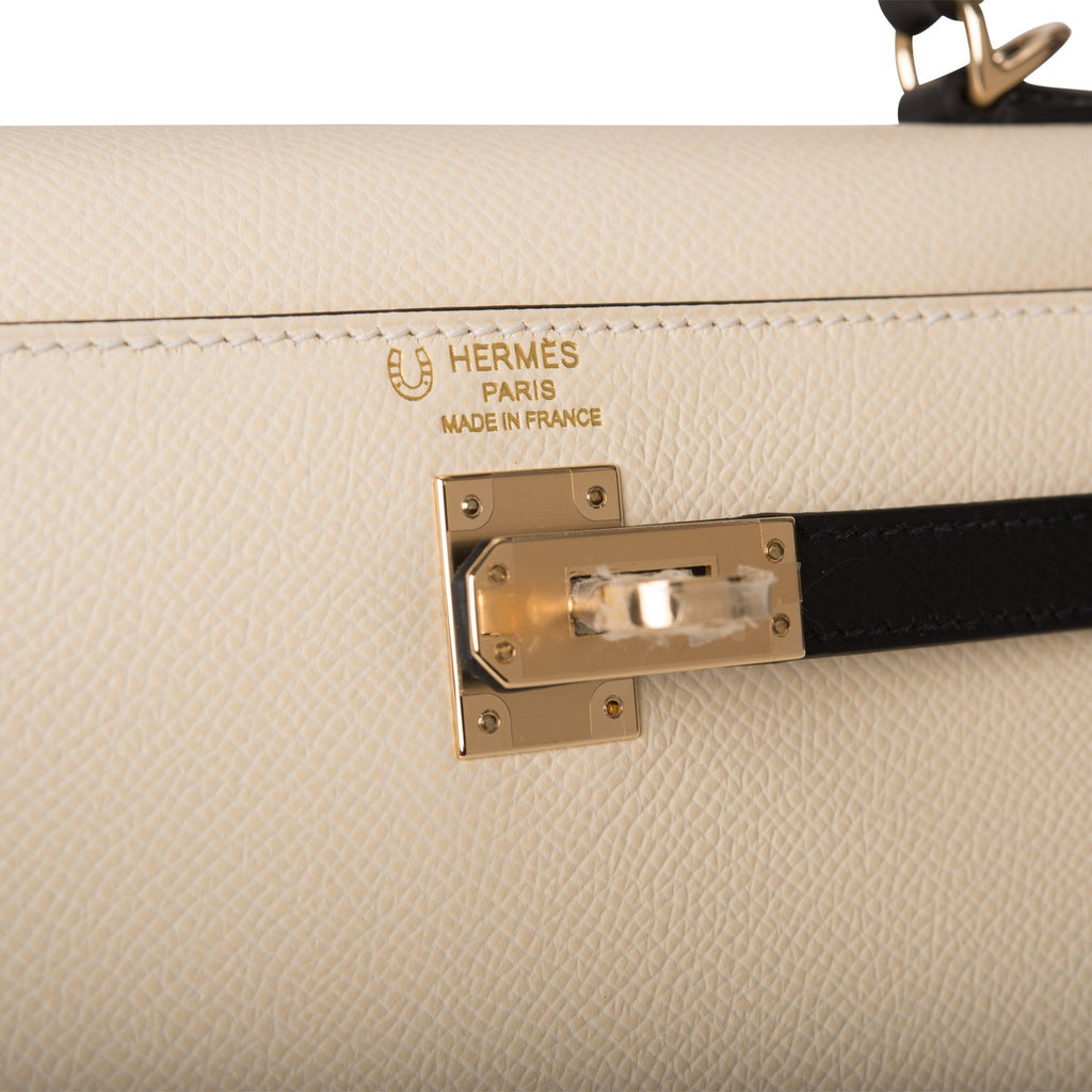 Hermès Special Order Nata and Gris Asphalte Epsom Kelly 25