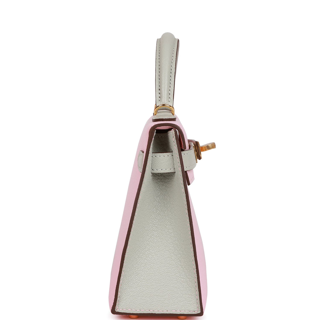 Hermes HSS Kelly Sellier 20 Rose Sakura and Gris Perle Chevre Gold Hardware  – Madison Avenue Couture