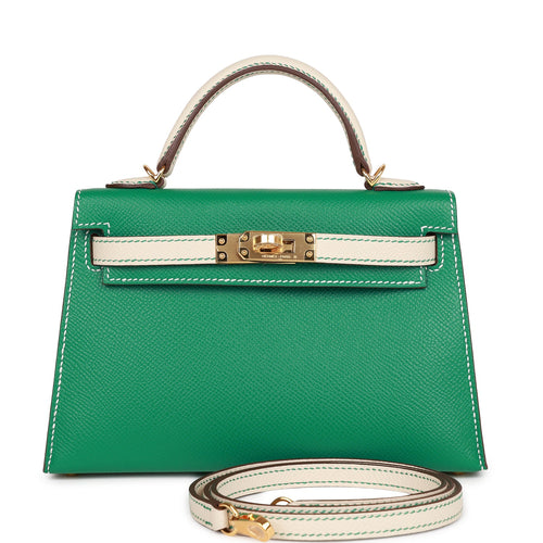 Hermes Hermès Kelly 25 Green Leather Handbag () In Metallic