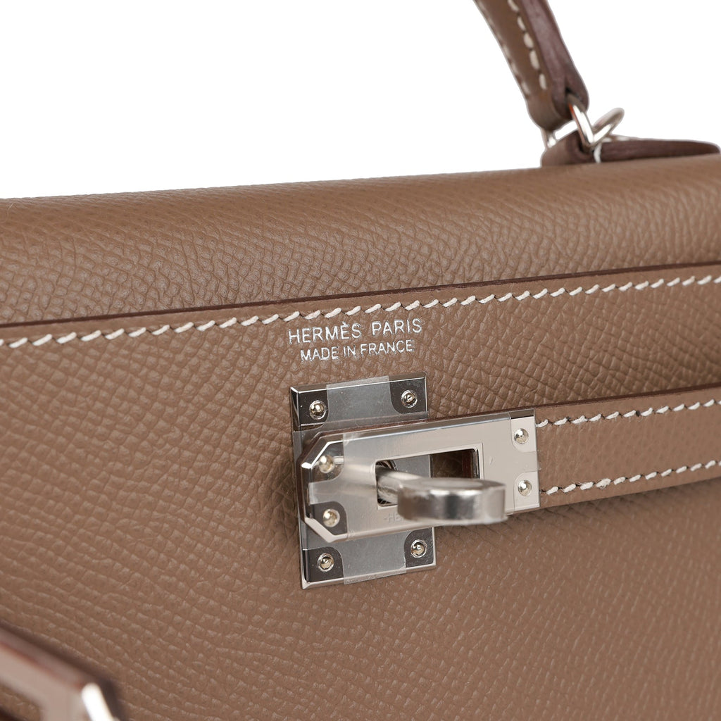 Hermès Mini Kelly Etoupe Epsom Palladium Hardware - Luxury Shopping