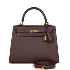 Hermes Kelly 25 Rouge H Hermes Epsom Sellier Palladium Hardware - Chicjoy