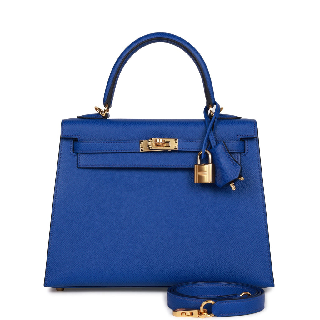 Hermes Kelly bag 25 Sellier Blue royal Epsom leather Gold hardware