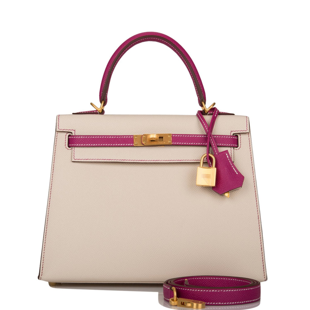 Rouge de Coeur and Rose Extrême Epsom Kelly 25 Sellier HSS Gold hardware,  2021, Handbags & Accessories, 2022