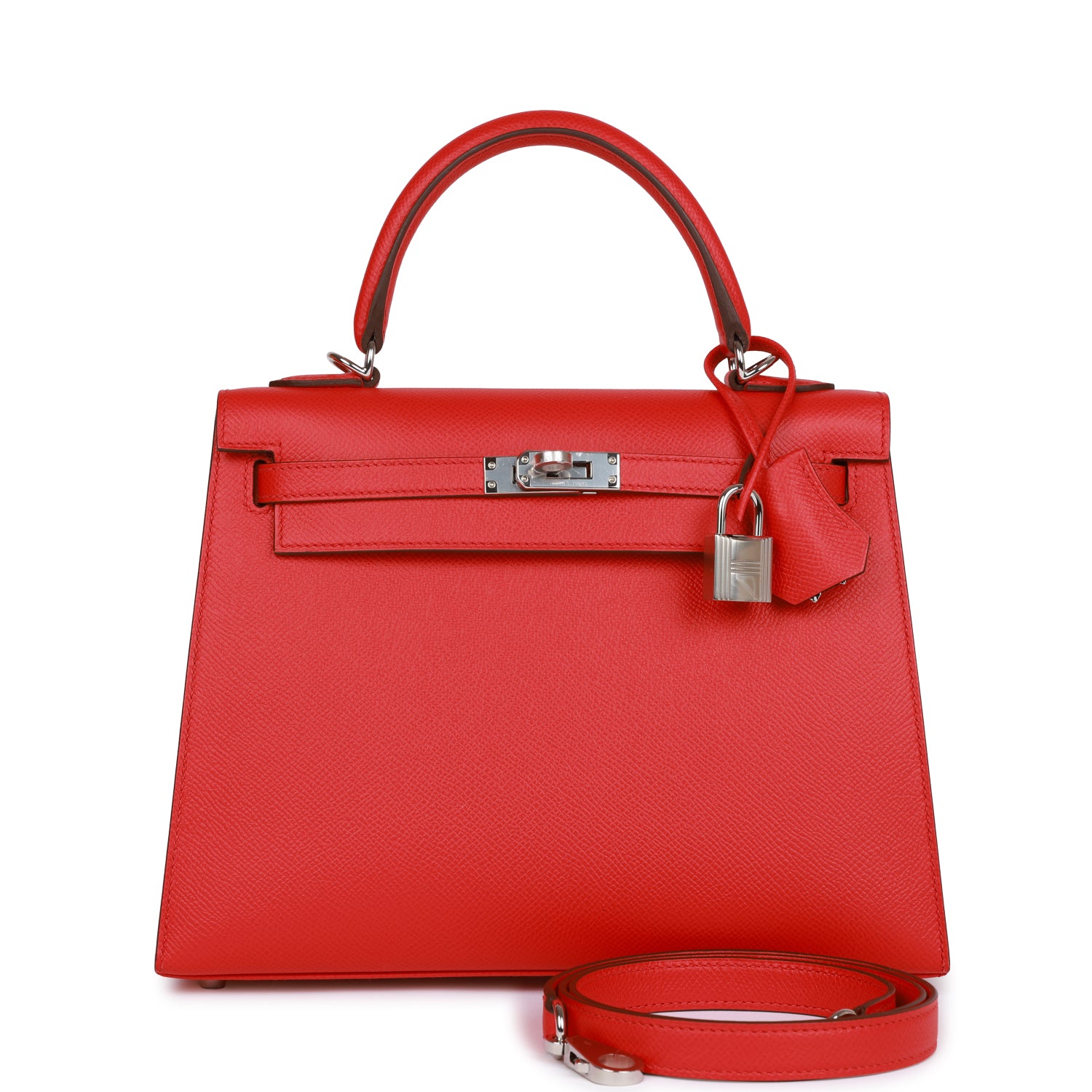 Hermes Kelly Sellier 25 Rouge de Coeur Verso Epsom Palladium Hardware ...