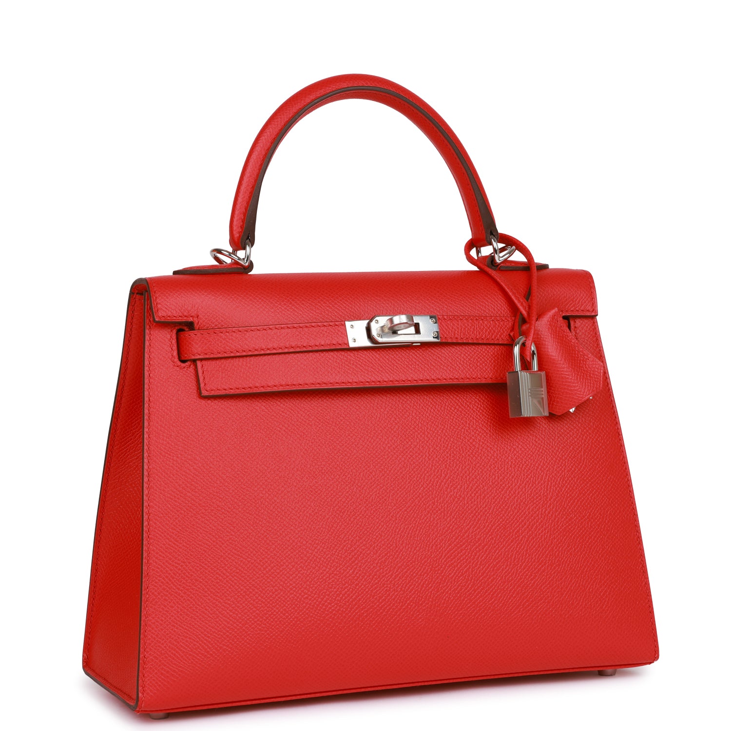 Hermes Kelly Sellier 25 Rouge de Coeur Verso Epsom Palladium Hardware ...