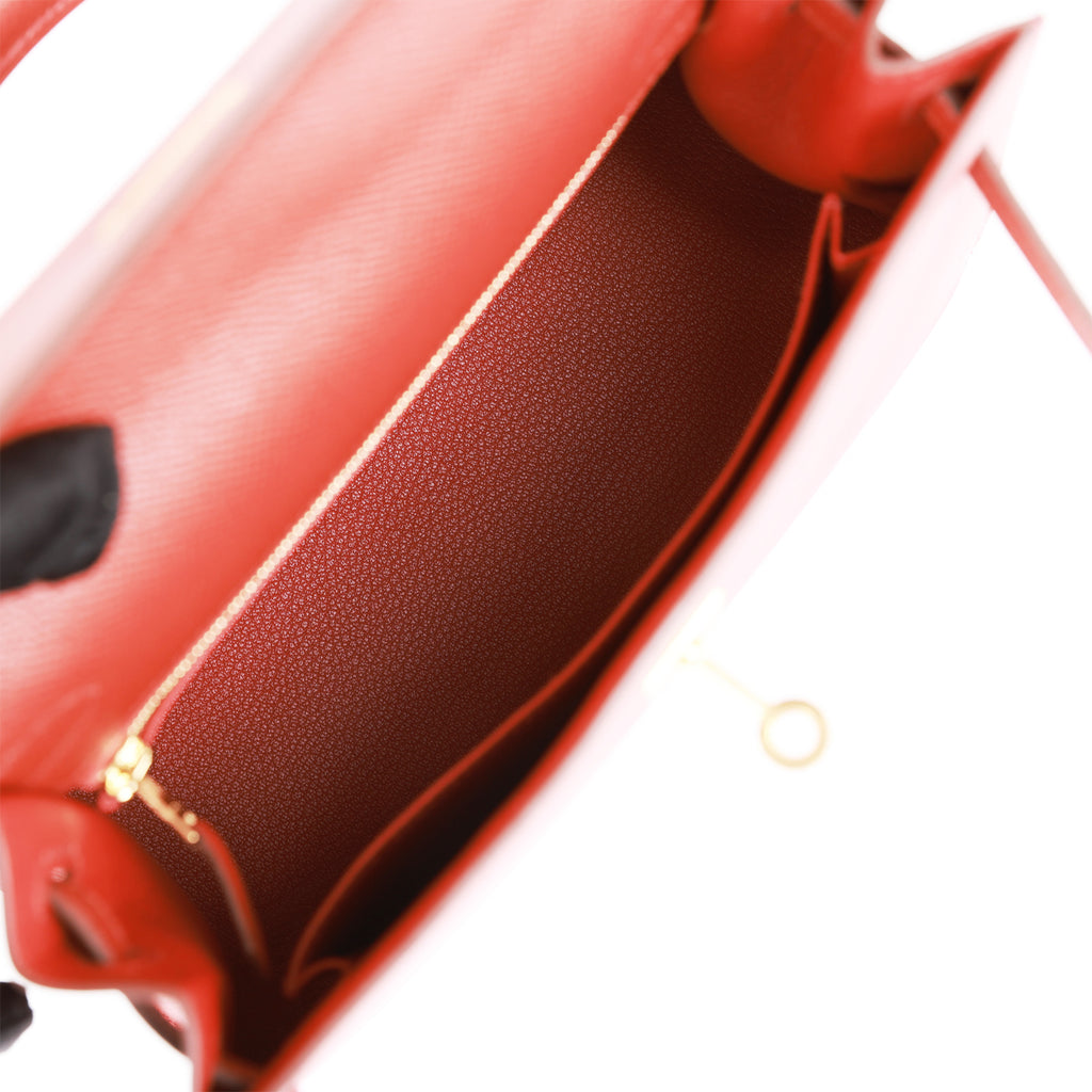 Hermes Kelly Sellier Bag 28cm Rouge Venetian Epsom Gold Hardware