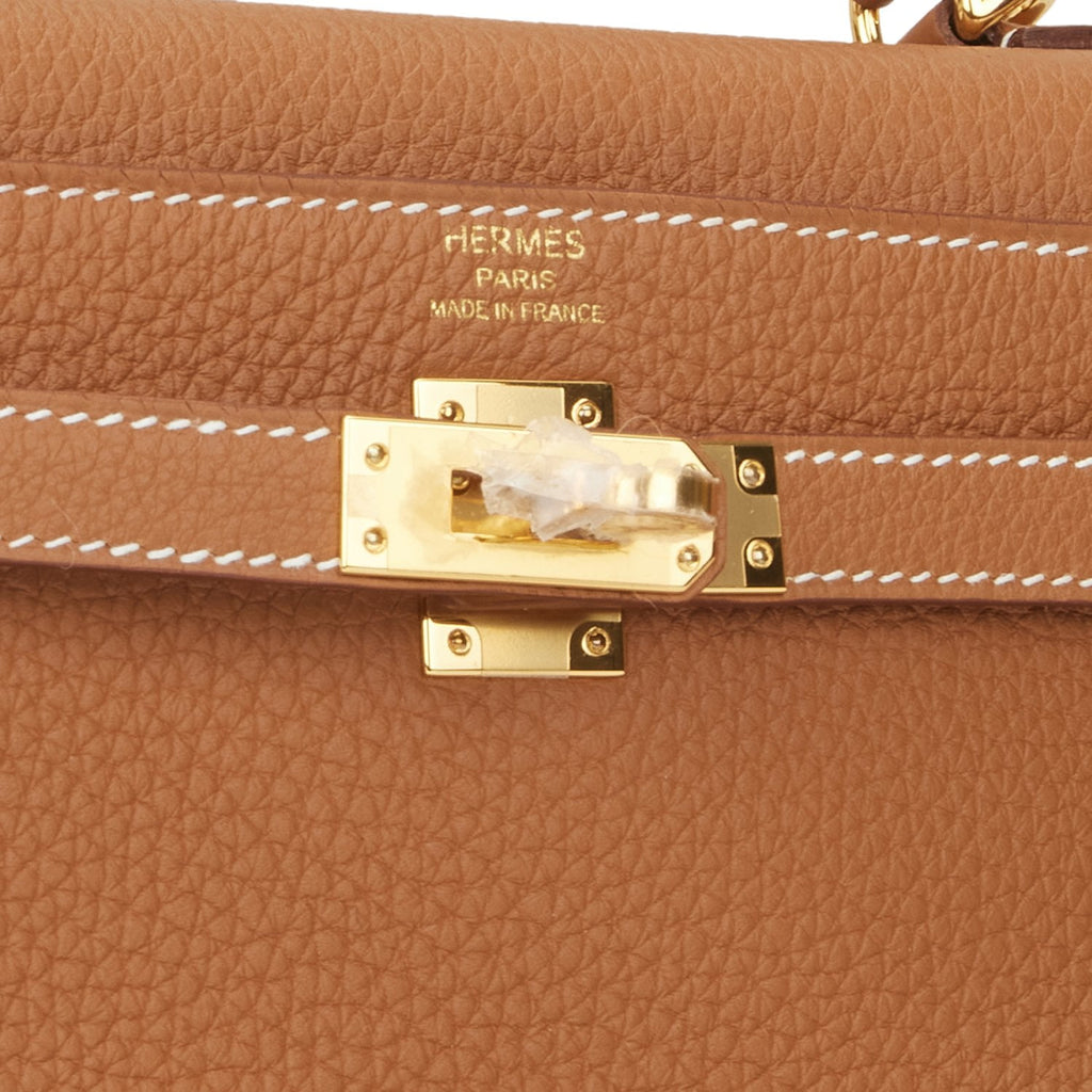 Hermes Kelly 25 Retourne Bag Coveted Gold Togo Gold Hardware – Mightychic