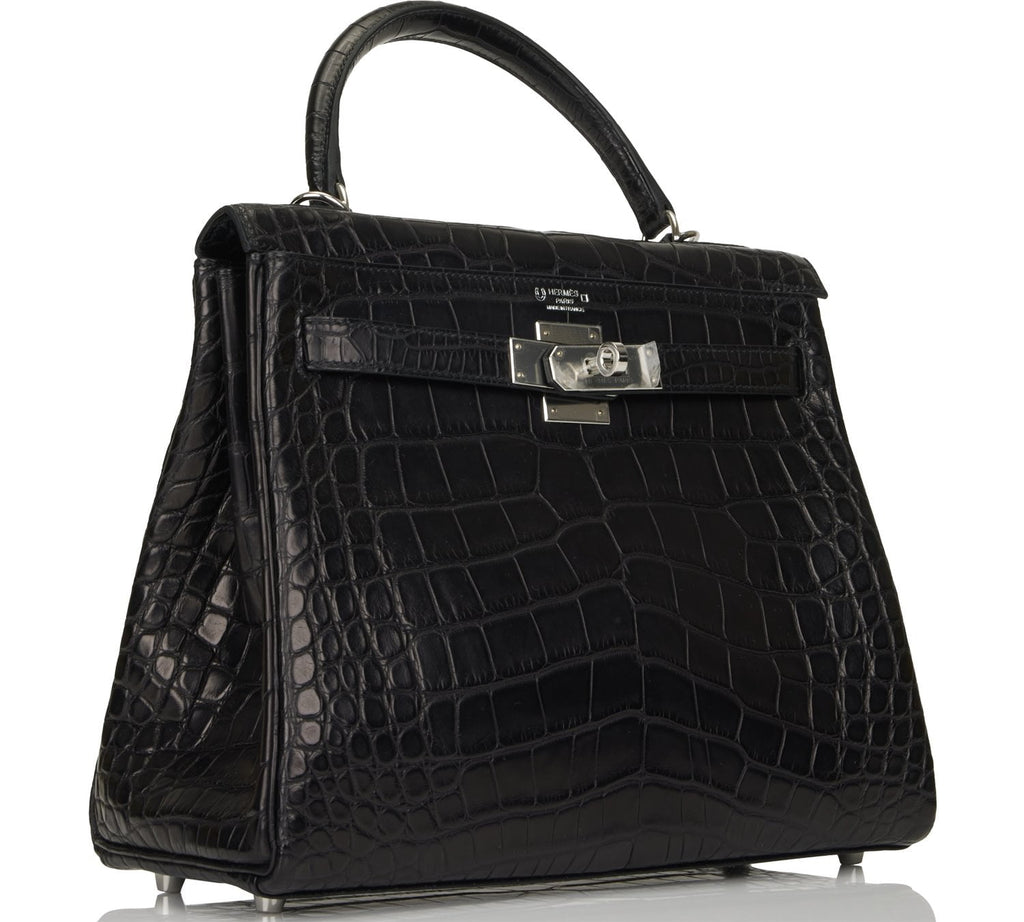 Hermès Black 2022 Madame & Crocodile Kelly II Sellier Touch 28 28cm 
