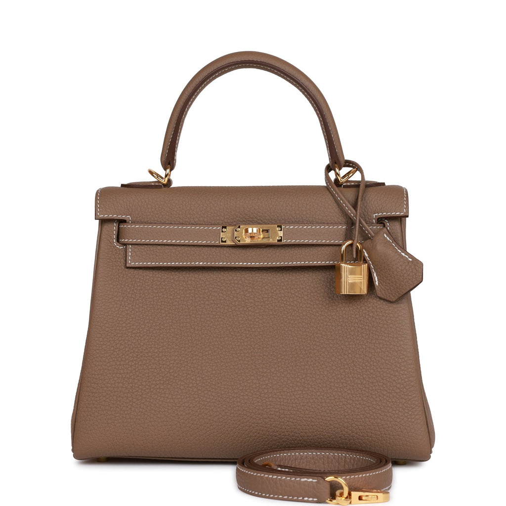 Holy Grail* Hermes Birkin 25 Handbag Etoupe Togo Leather With