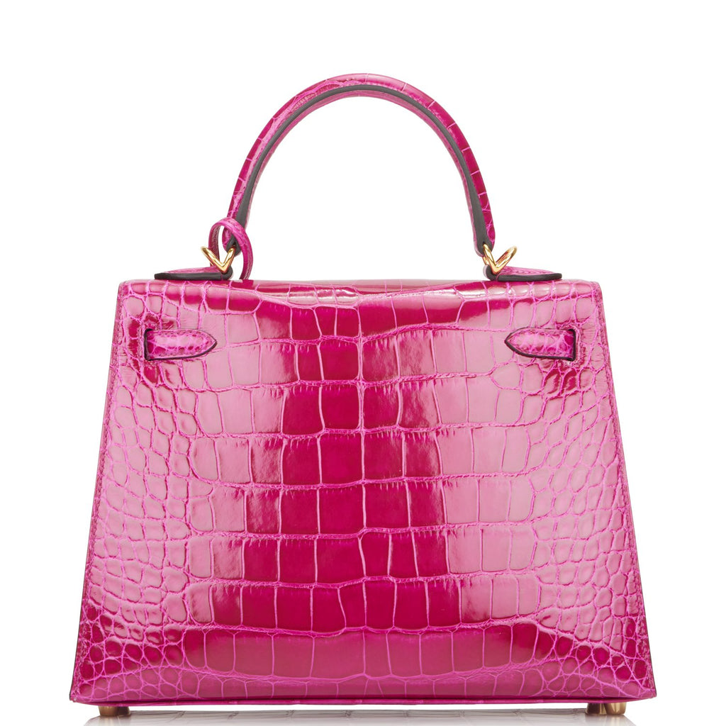 Hermes Kelly Sellier 25 Rose Pourpre Shiny Alligator Gold Hardware –  Madison Avenue Couture