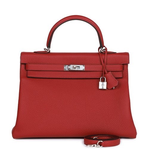 Hermes Special Order (HSS) Kelly Retourne 35 Rouge Grenat Verso Togo Palladium Hardware