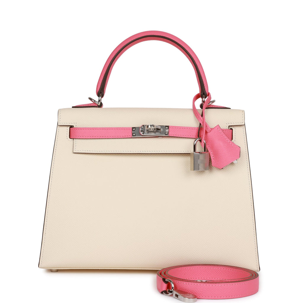 Hermes Kelly Handbag Rose Pourpre Epsom With Palladium Hardware 25