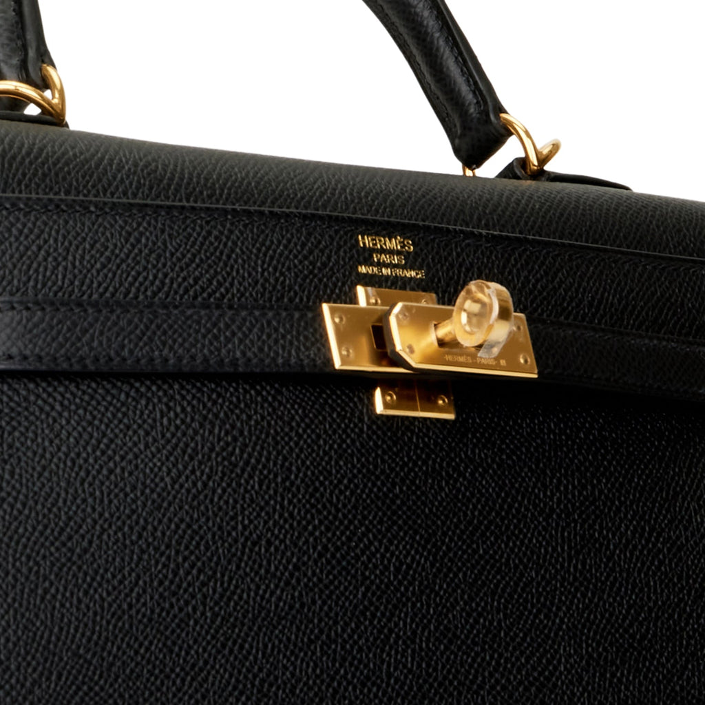Hermes Kelly Sellier 25 Bag Black Epsom Gold Hardware New – Mightychic