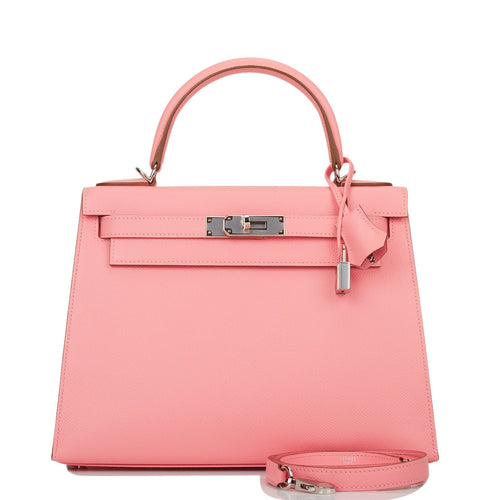 Hermes Kelly Sellier 28 Rose Confetti Epsom Palladium Hardware