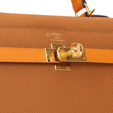 Hermes Special Order (HSS) Kelly Sellier 25 Gold and Apricot Epsom Gold Hardware