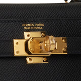 Hermes Kelly Sellier 20cm Black Epsom Gold Hardware