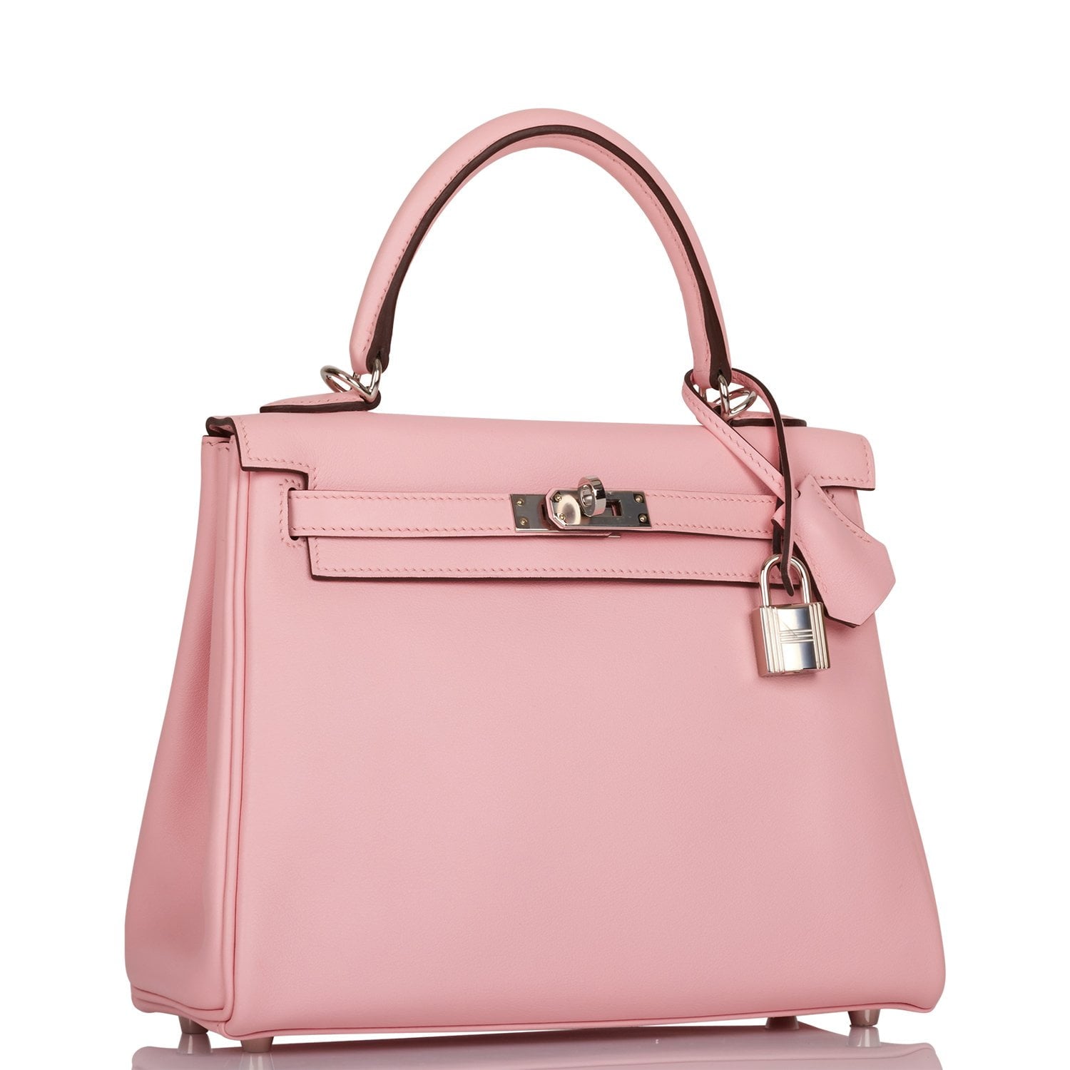 Hermes Kelly Retourne 25 Rose Sakura Swift Palladium Hardware