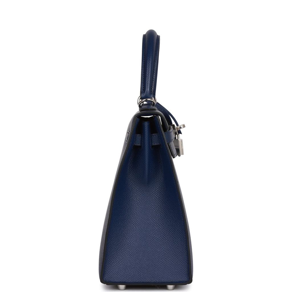 Hermes Kelly Tricolor Size 25 Blue Saphir/Black/Blue France Epsom
