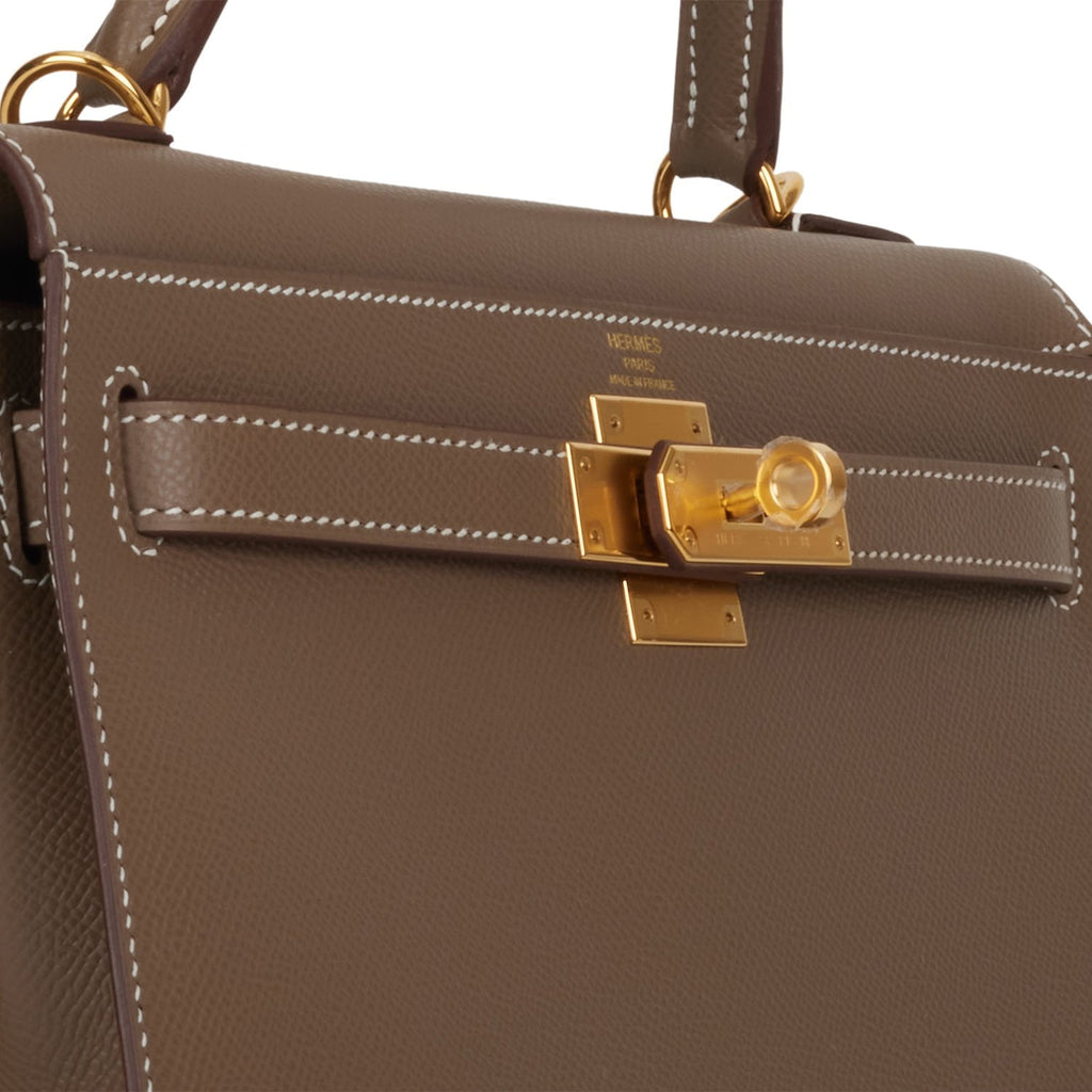 Hermès Limited Edition Sellier Kelly 25 Etoupe, Alezan & Biscuit Epsom