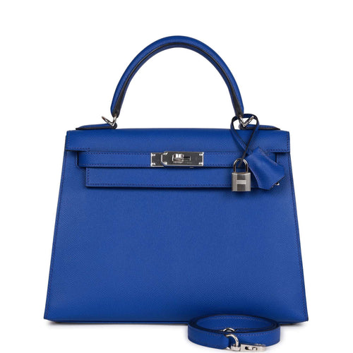 Hermes 30cm Mykonos Blue Swift Leather Palladium Plated Lindy Bag - Yoogi's  Closet
