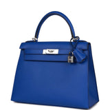 Hermes Bleu Royal Epsom Sellier Kelly 28cm Palladium Hardware