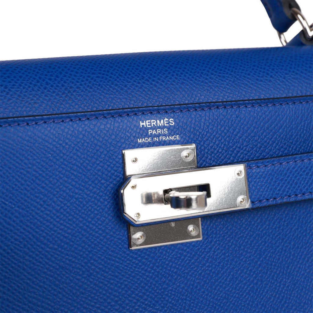 Hermès Kelly 28 Sellier Sky Blue Epsom Palladium Hardware