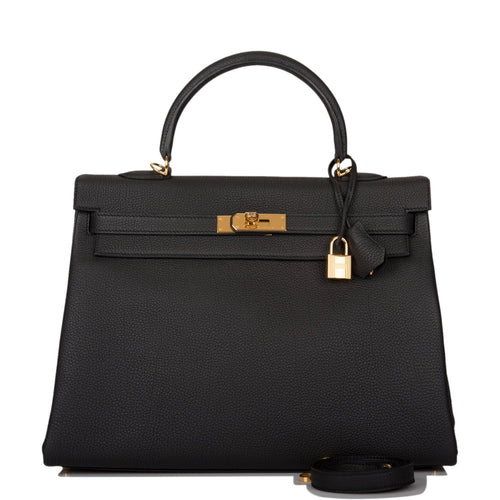 Hermes Black Togo Retourne Kelly 35cm Gold Hardware