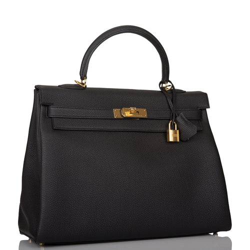 Hermes Black Togo Retourne Kelly 35cm Gold Hardware