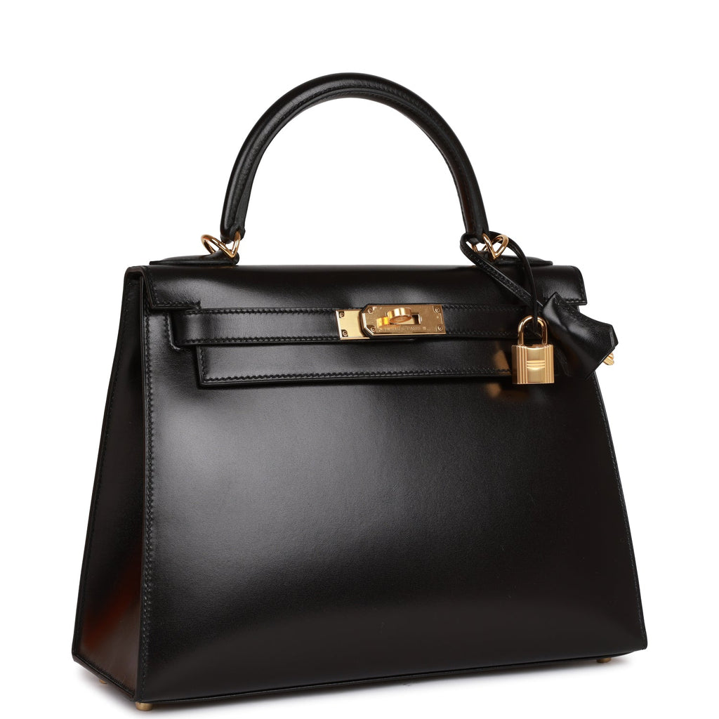 🦅 Hermès 28cm Kelly Sellier Black Ostrich Leather Gold Hardware