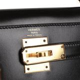 Hermes Kelly Sellier 28 Black Box Gold Hardware