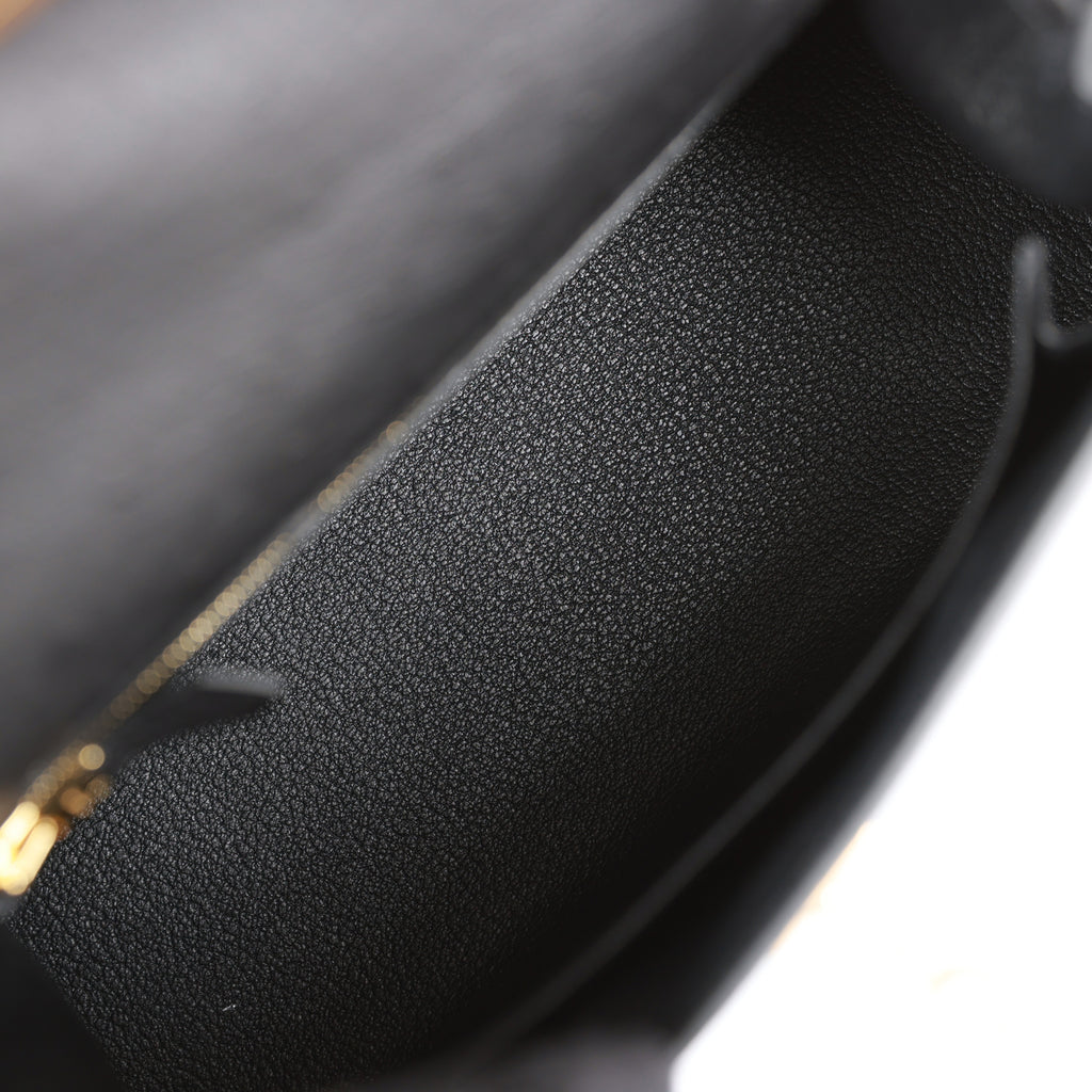 Hermes Kelly Sellier 25 Black Ostrich Gold Hardware – Madison