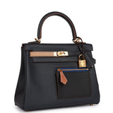 Hermes Colormatic Kelly Retourne 25 Caban, Black and Chai Swift Gold Hardware