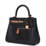 Hermes Colormatic Kelly Retourne 25 Caban, Black and Chai Swift Gold Hardware