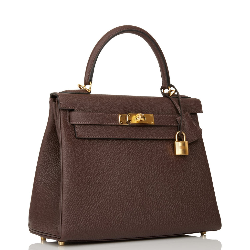 About Hermes - SOLD! Hermes kelly 28 Chocolate Togo Phw Stamp c